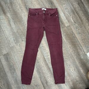 LOFT Burgundy Skinny Jeans Leggings Soft Stretchy